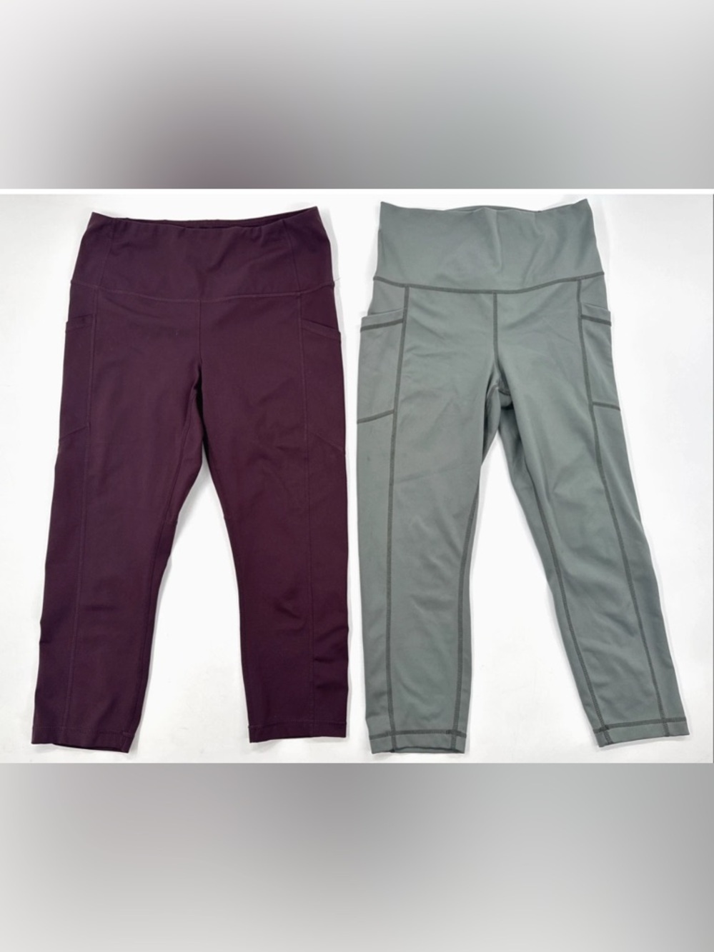 Yogalicious Lux Leggings Womens Large Lot of 2 Crop Capri Yoga Stretch Pockets